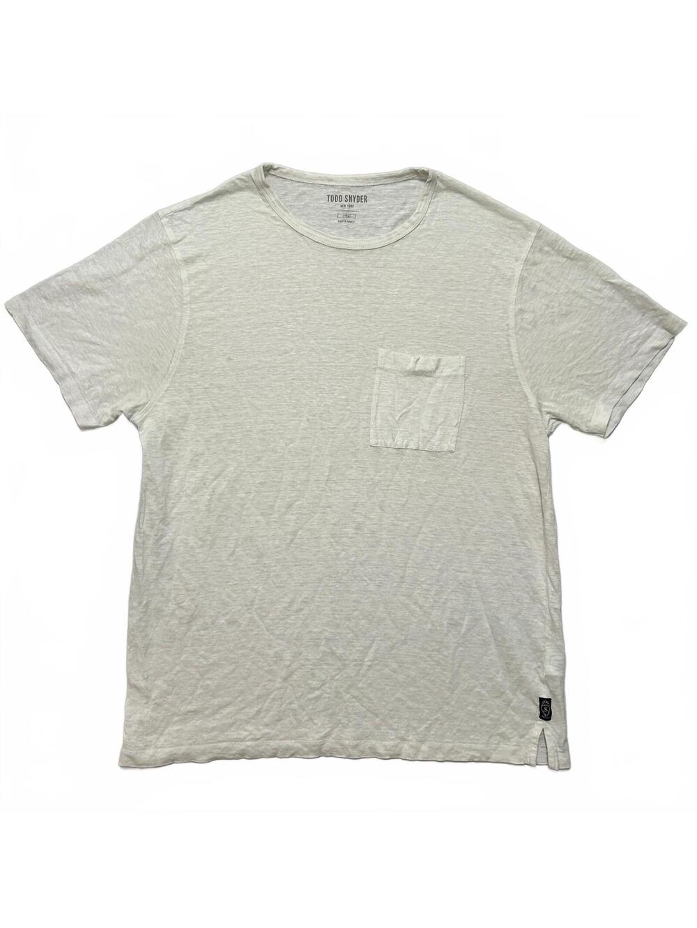 Todd Snyder Short Sleeve Blank Linen Pocket T-Shirt Size L White Minimalist